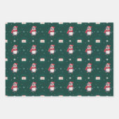 Pinguïn Santa Green Happy Merry Kerstmis patroon Inpakpapier Vel (Voorkant 3)