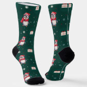 Pinguïn Santa Green Happy Merry Kerstmis patroon Sokken (Gebogen)
