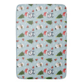 Pinguïn Santa Happy Merry Kerstmis boom patroon Badmat (Voorkant Verticaal)