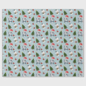 Pinguïn Santa Happy Merry Kerstmis boom patroon Cadeaupapier (Vlak)