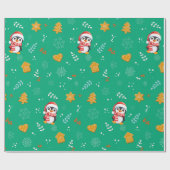 Pinguïn Santa Happy Merry Kerstmis boom patroon Cadeaupapier (Vlak)