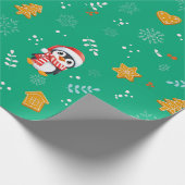 Pinguïn Santa Happy Merry Kerstmis boom patroon Cadeaupapier (Hoek)