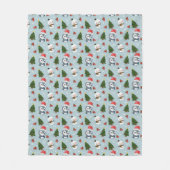 Pinguïn Santa Happy Merry Kerstmis boom patroon Fleece Deken (Voorkant)