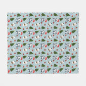 Pinguïn Santa Happy Merry Kerstmis boom patroon Fleece Deken (Voorkant (Horizontaal))