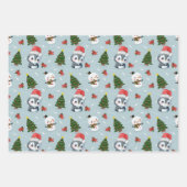 Pinguïn Santa Happy Merry Kerstmis boom patroon Inpakpapier Vel (Voorkant 3)