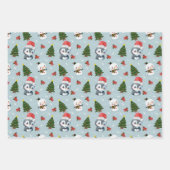 Pinguïn Santa Happy Merry Kerstmis boom patroon Inpakpapier Vel (Voorkant 2)