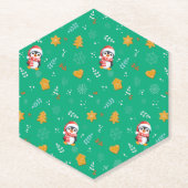 Pinguïn Santa Happy Merry Kerstmis boom patroon Kartonnen Onderzetters (Voorkant)