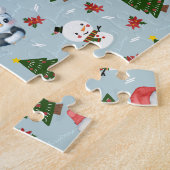 Pinguïn Santa Happy Merry Kerstmis boom patroon Legpuzzel (Zijkant)