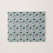 Pinguïn Santa Happy Merry Kerstmis boom patroon Legpuzzel (Horizontaal)