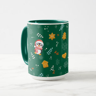 Pinguïn Santa Happy Merry Kerstmis boom patroon Mok