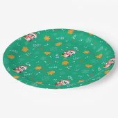 Pinguïn Santa Happy Merry Kerstmis boom patroon Papieren Bordje (Gekanteld)