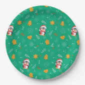 Pinguïn Santa Happy Merry Kerstmis boom patroon Papieren Bordje (Voorkant)