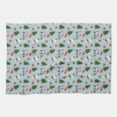 Pinguïn Santa Happy Merry Kerstmis boom patroon Theedoek (Horizontaal)