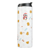 Pinguïn Santa Happy Merry Kerstmis boom patroon Thermosbeker (Gedraaid links)