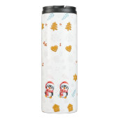 Pinguïn Santa Happy Merry Kerstmis boom patroon Thermosbeker (Achterkant)