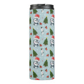 Pinguïn Santa Happy Merry Kerstmis boom patroon Thermosbeker (Achterkant)