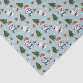 Pinguïn Santa Happy Merry Kerstmis boom patroon Tissuepapier (Detail)