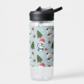 Pinguïn Santa Happy Merry Kerstmis boom patroon Waterfles (Links)