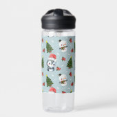 Pinguïn Santa Happy Merry Kerstmis boom patroon Waterfles (Voorkant)