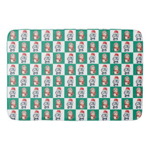 Pinguïn Santa waterverf Vrolijk kerstpatroon Badmat