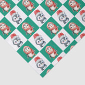 Pinguïn Santa waterverf Vrolijk kerstpatroon Tissuepapier (Detail)