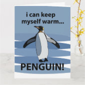 Pinguïn Schattig Dier Grappig Kaart (Gele Bloem)