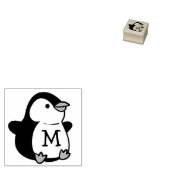 Pinguïn Schattig Monogram Initiaal voor kinderen Rubberstempel (Gestempeld)