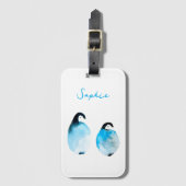 Pinguïn schattige aquarel bagagelabel (Voorkant (verticaal))