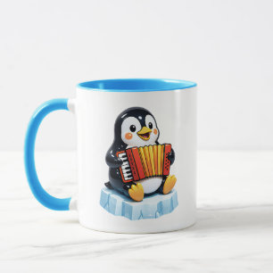 Pinguïn Schattige Muziek Karakter Blauw Thema Mok
