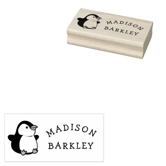 Pinguïn Schattige naam van kinderen Rubberstempel (Gestempeld)