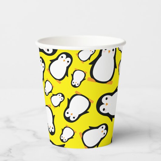 Pinguïn Schattige Winter 1e Verjaardagsfeestje Pap Papieren Bekers (Achterkant)