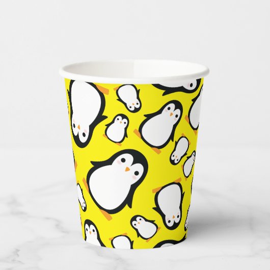 Pinguïn Schattige Winter 1e Verjaardagsfeestje Pap Papieren Bekers (Links)