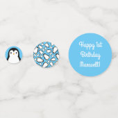 Pinguïn Schattige Winter 1e Verjaardagsfeesttafel Confetti (Voorkanten)