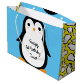 Pinguïn Schattige Winter 1e Verjaardagsgeschenktas Groot Cadeauzakje (Achterkant Gekanteld)