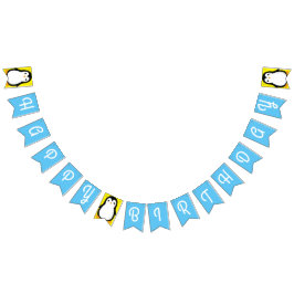 Pinguïn Schattige Winter Happy Birthday Bunting Ba Vlaggetjes