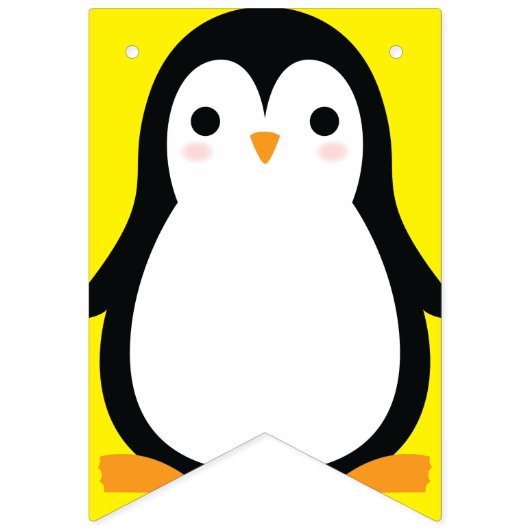 Pinguïn Schattige Winter Happy Birthday Bunting Ba Vlaggetjes (Eerste vlag)