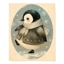 Pinguïn Schattige Winter Waterverf Nursery Kunst