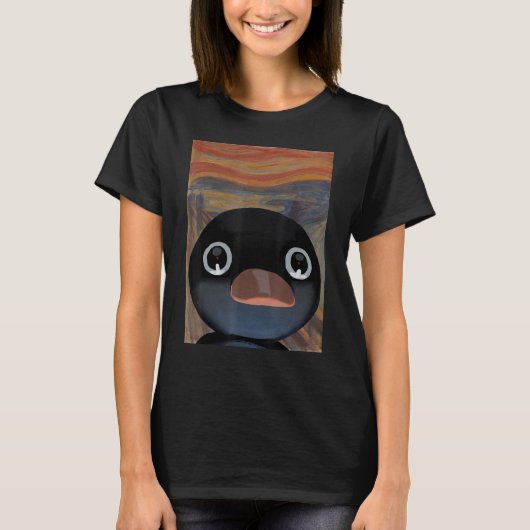 pinguïn schreeuwt niet Grappig pinguïn meme T-shirt (Voorkant)