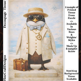 Pinguïn Seaside Traveller & Suitcase FG5 decoupage Tissuepapier