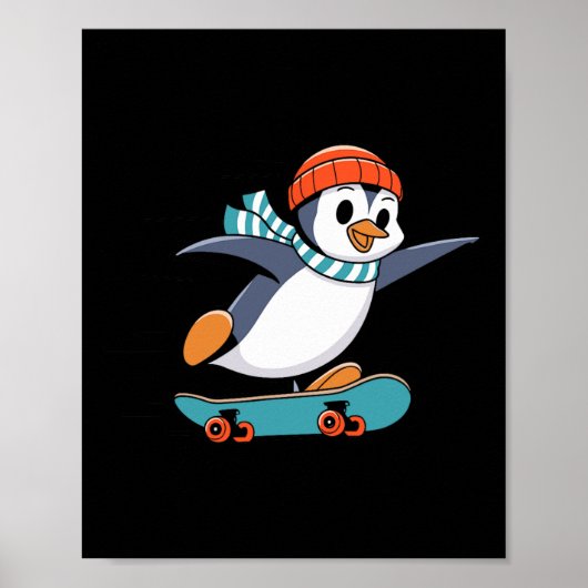 Pinguïn Skateboarder Skateboarden Skateboarders S Poster (Voorkant)