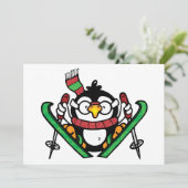 Pinguïn Ski Jumping Uitnodigingen (Staand voorkant)