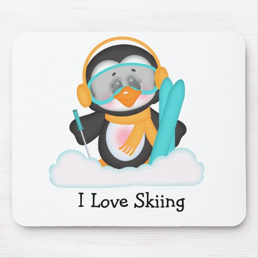 Pinguïn skiën muismat (Voorkant)