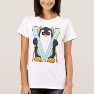 Pinguïn Skiloper Ski Wintersporten T-shirt