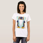 Pinguïn Skiloper Ski Wintersporten T-shirt (Voorkant volledig)