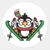 Pinguïn Skispringen Stickers (Voorkant)