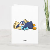 Pinguïn slaapt met kussen kaart (Achterkant)
