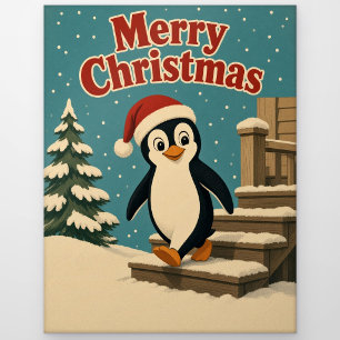 Pinguïn Sneeuw Stap Dier Kerstmis Briefkaart