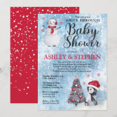 Pinguïn Sneeuwman Winter Drive Thru Jongens Baby S Kaart (Voorkant / Achterkant)