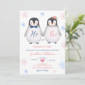 Pinguïn sneeuwvlok Hij of Zij Geslacht Onthullen Kaart (Staand voorkant)