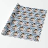 Pinguïn Snowboarden Bergafwaarts Cadeaupapier (Uitgerold)
